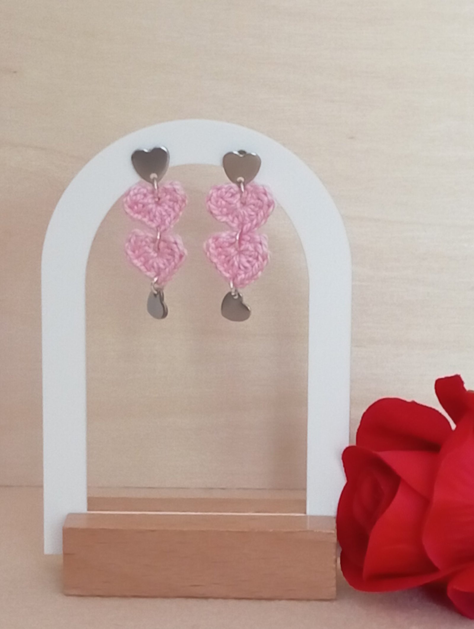 Pendientes de dos corazones 馃┑馃┓鉂わ笍 - Imagen 4